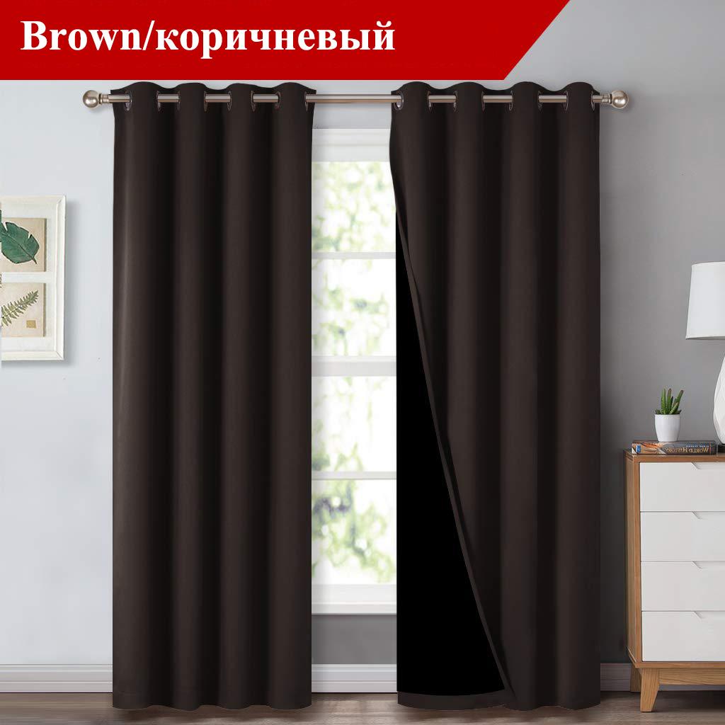 2019 Double Layer Full Blackout Curtains Super Thick Insulated