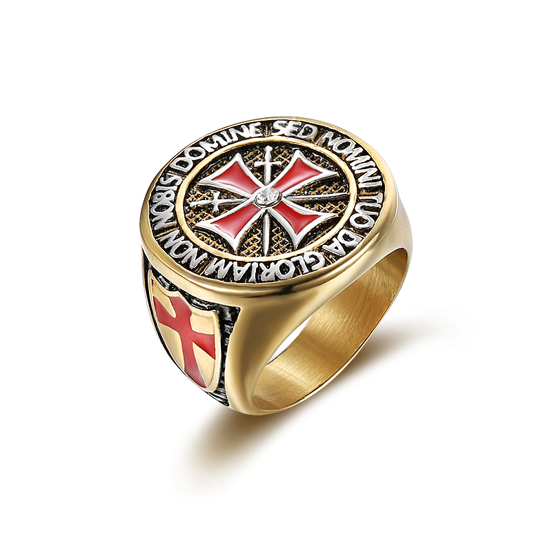 2020 Cross High Quality Jewelry Antique Stainless Steel Gold/Silver Color Iron Knights Templar Cross Wedding Ring for Men Women Fashion ring