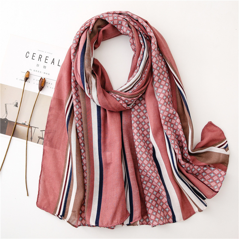 

Understanding Cotton Feel Scarf Woman Autumn Joker Shivering Stripe Long Fund Sunscreen ShawlNew Hot Fashion