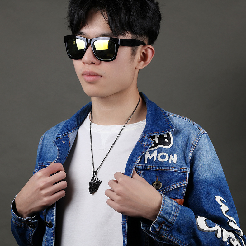 

European Hip-hop Men's Zircon Necklace Steel/Gold/Black Color Crown Lion Head Titanium Steel Pendant Necklace Punk Biker Jewelry