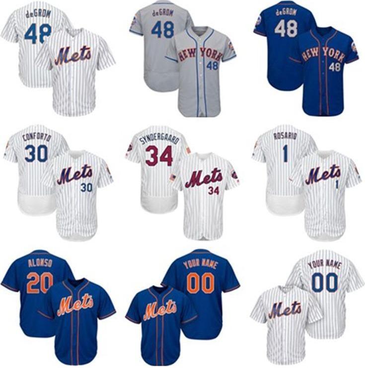 

2020 NY baseball Jersey Mens Knit jersey players Pete Alonso Jacob DeGrom Noah Syndergaard Michael Conforto Amed Rosario Custom jerseys, As shown in illustration