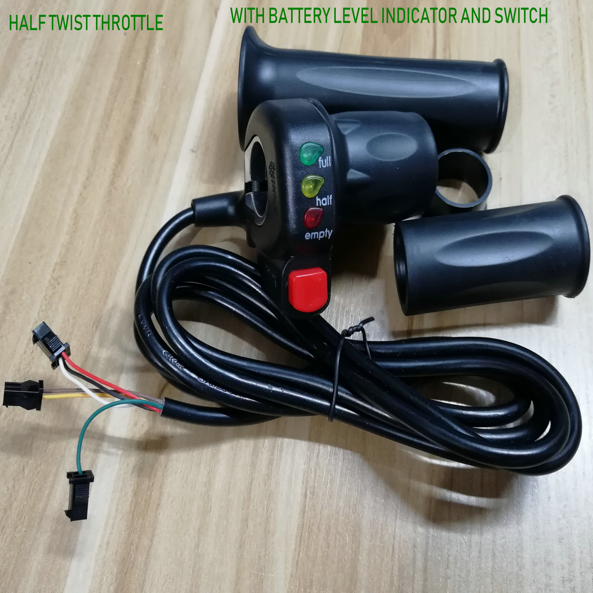 

half twist throttle with battery level indicator/indicating lights&switch accelerator handlebar grips for electric scooter bike tricycle