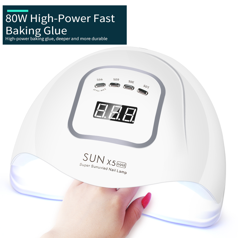 

80W X5 Max Led Uv Nail Lamp For Drying All Gel Polish Nail Dryer With LCD Display 45 PCS Leds Lamp For DIY Manicure Tools, White