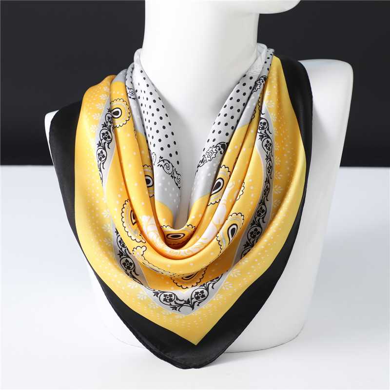 

2020 Women Brand Silk Neck Scarf Shawls Hair Band Wraps Lady Square Scarves Design Print Bandana 70*70cm