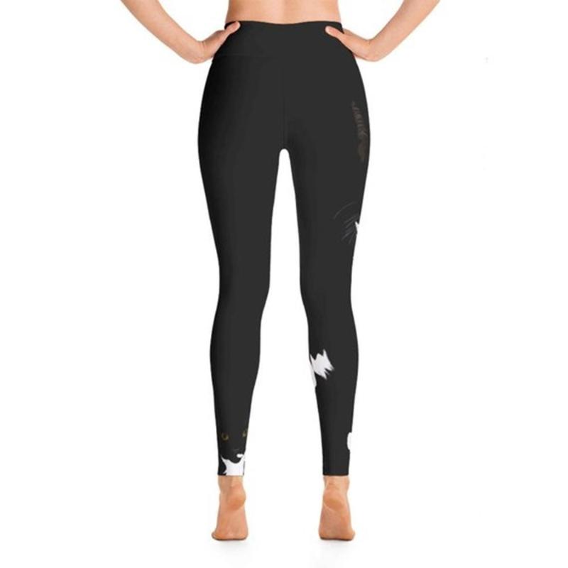 

Fashion Autumn Style Digital Printed Leggings Sport Lovely Black Cat Pattern Slim Workout Polyester Leggings