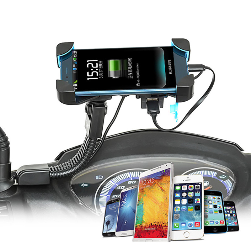 

Motorcycle Mobile Phone Holder Charger E-Bicycle Support Smartphone Scooter for 3.5-7 inch