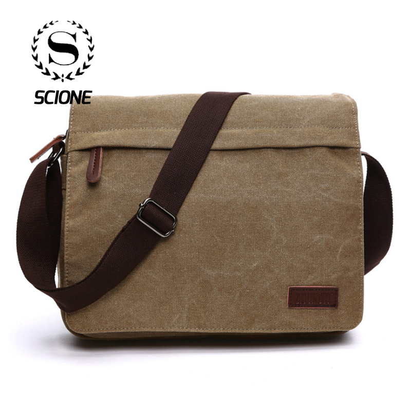 DADDYY Mens Bag Canvas Messenger Bag Shoulder Diagonal Portable Leisure Bag British Retro Bag Tide Bag Backpack,Khaki