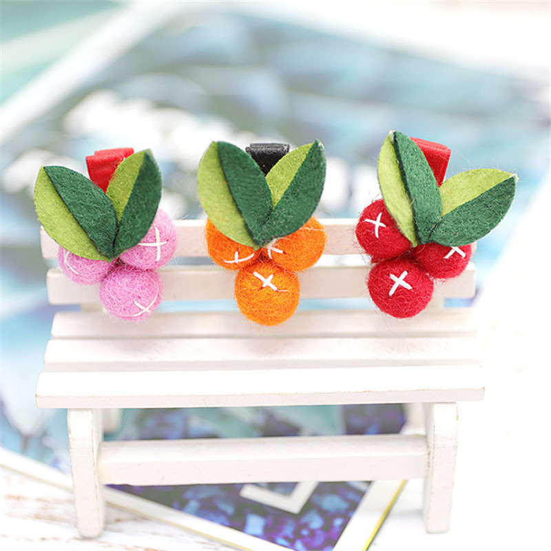 

10pcs/lot cute felt children hair accessories girl cherry hair clip side safety clip hairpin christmas decoration headdress, Red