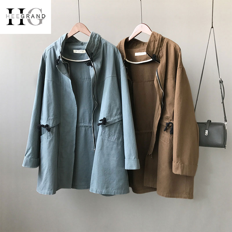 

HEE GRAND Pockets Juniors BF Motorcycle Jacket Ladies Autumn Outwears Korean Spring Windbreaker Zipper Loose Coats WWJ922, Blue