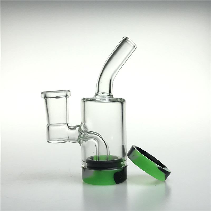 

New 4 Inch 14mm Female Glass Bong with 10 ML Silicone Bottom Container Reclaimer Thick Heady Recycler Glass Water Bongs Beaker Water Pipes