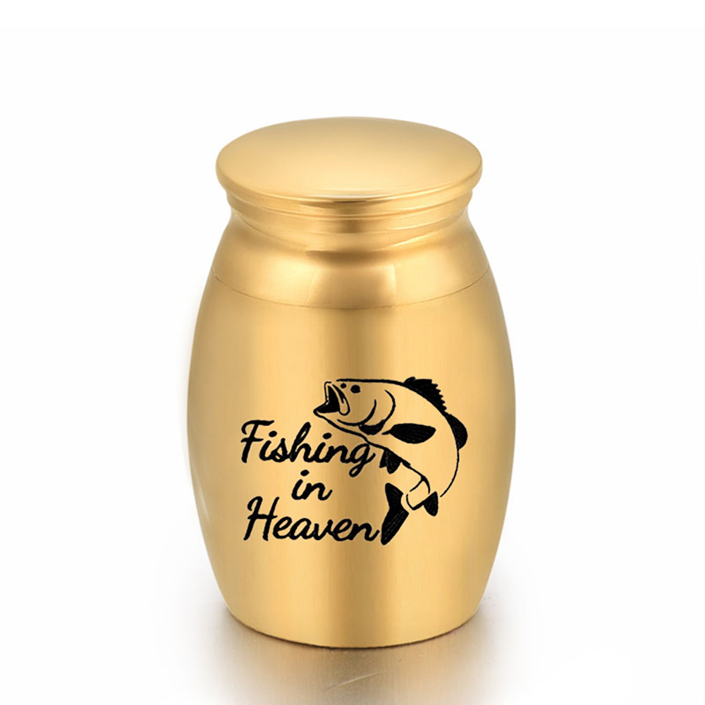 

Cremation Urns Ashes Holder Keepsake Pet Memorial Mini Urn Jar Funeral Urn Pendant - Fishing in Heaven 25x16mm