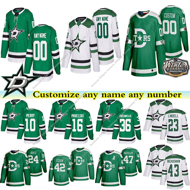 

Dallas Stars jerseys 16 PAVELSKI 10 PERRY 24 HINTZ 47 RADULOV 4 Heiskanen 23 LINDELL custom any number any name hockey jersey, Multi