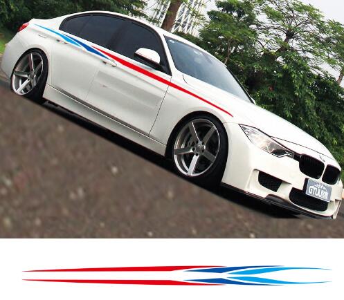 

2pcs M Power Performance car side strip sticker for bmw E38 E39 E46 E60 E61 E64 E70 E71 E85 E87 E90 E83 F10 F20 F21 F30 F35, Car sticker