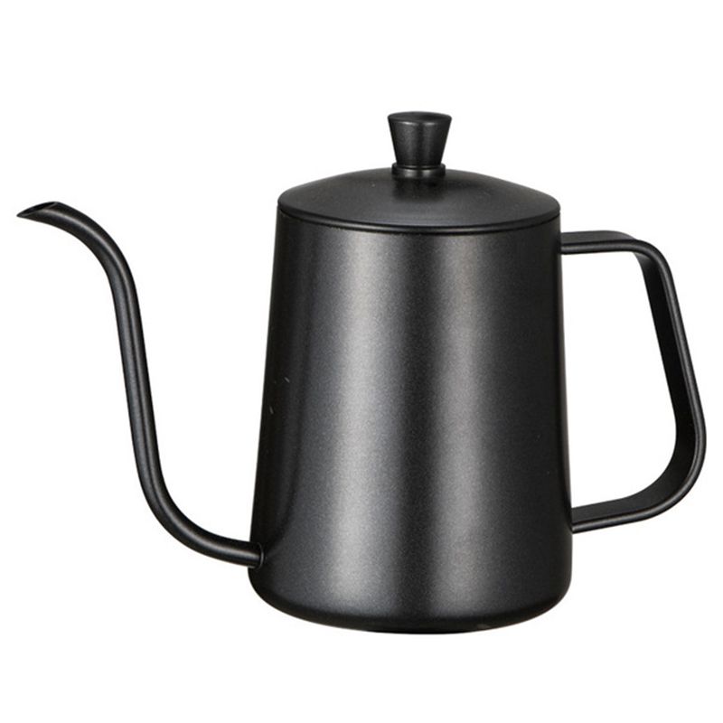 

Stainless Steel Mounting Bracket Hand Punch Pot Coffee Pots With Lid Drip Gooseneck Spout Long Mouth Coffee Kettle Teapot-Black