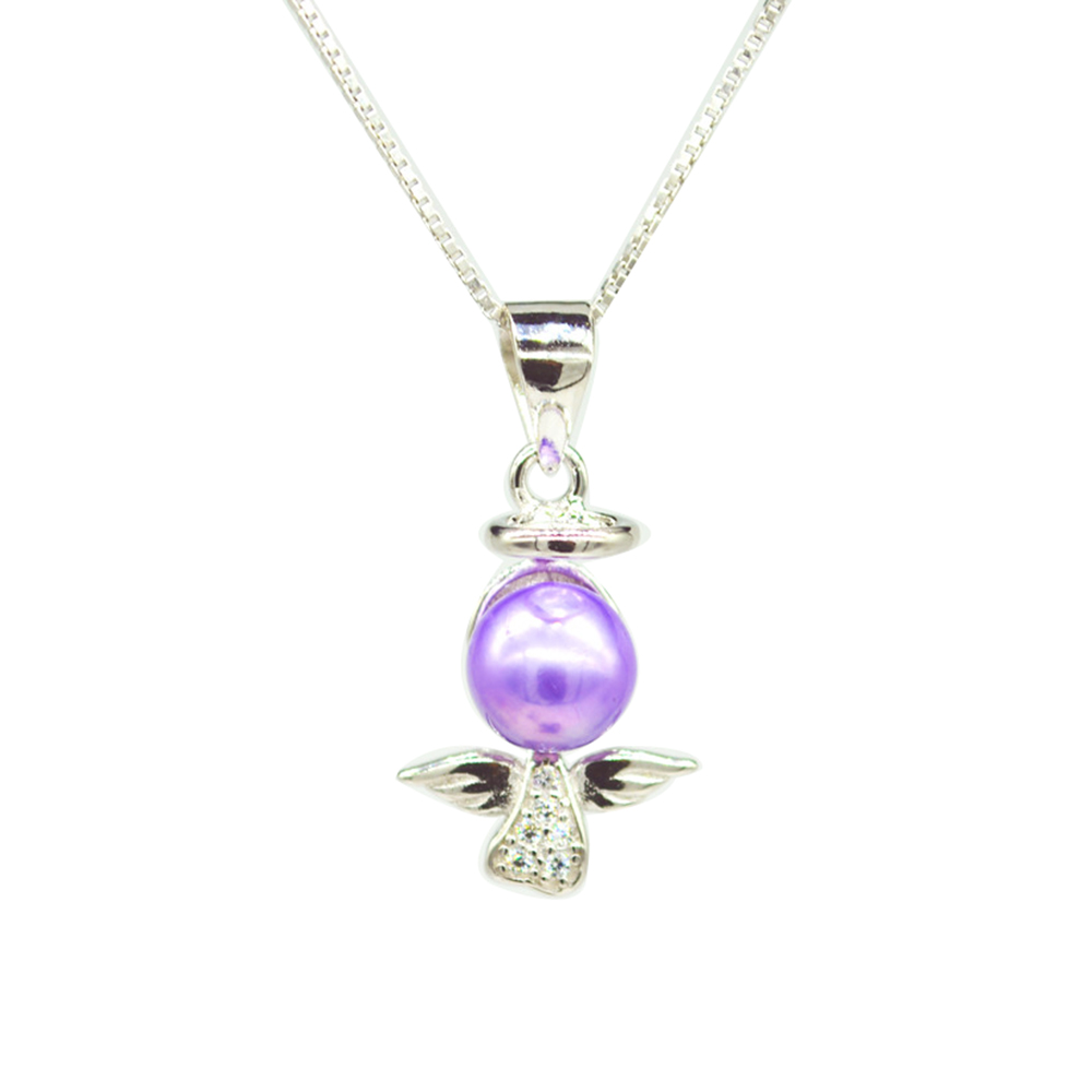 

S925 Angel Love Pearl Pendant Necklace Setting Mounting Base 100% Solid 925 Sterling Silver Semi Mount Women's DIY Jewelry Findings DZ037