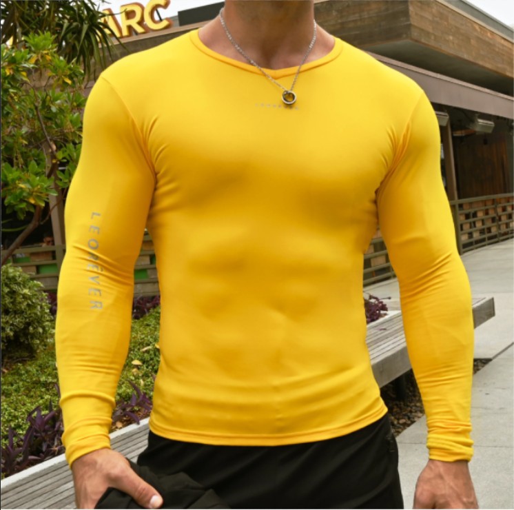 

2020 Hot Fitness Training Long Sleeve Base Shirt Tops Breathable Elasticity Moisture Wicking Quick-Drying Tight-Fit, Red
