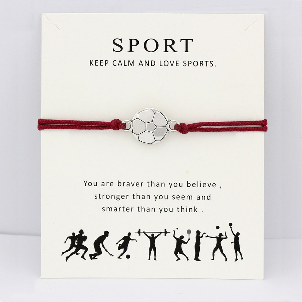 

Soccer Ice Hockey Tennis Volleyball Baseball Softball Basketball Sports Charm Card Bracelets Women Men Jewelry Gift Custom Color