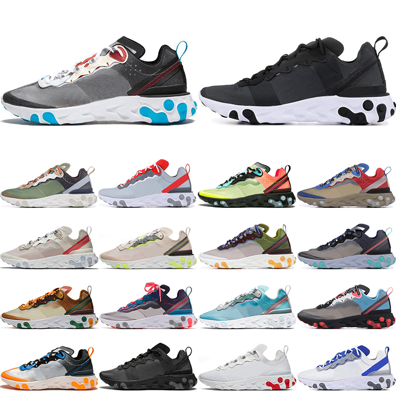 

2020 React Element 55 87 running shoes for men women white black SOLAR RED Oribit Moss mens stylist breathable sports sneakers 36-45, Gold ranger 36-45