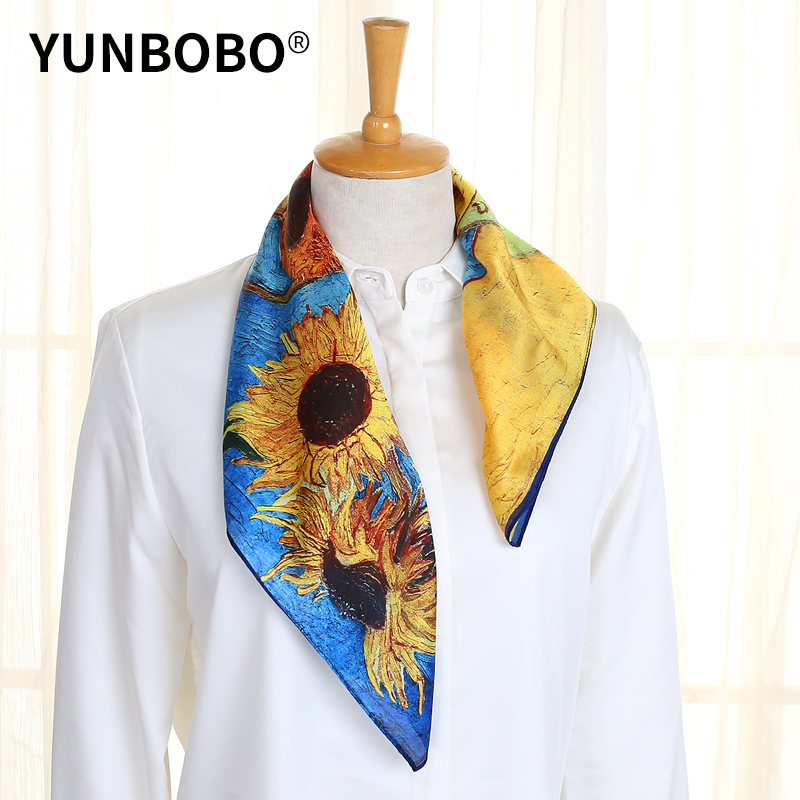 

brand women scarf fashion flower print silk scarves square small Handkerchief office neck hair scarfs
