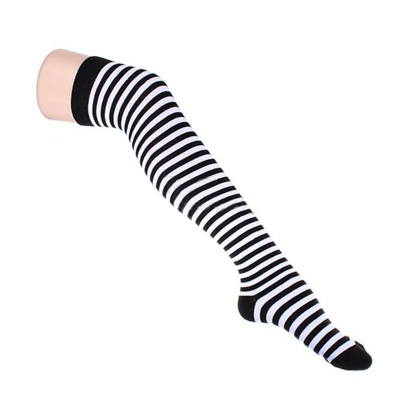 

New Arrivals Women Winter Comfortable Keep Warm Stripe Long Over Knee Socks Outdoor Sports Cycling Thermal Stockings Accessories, White