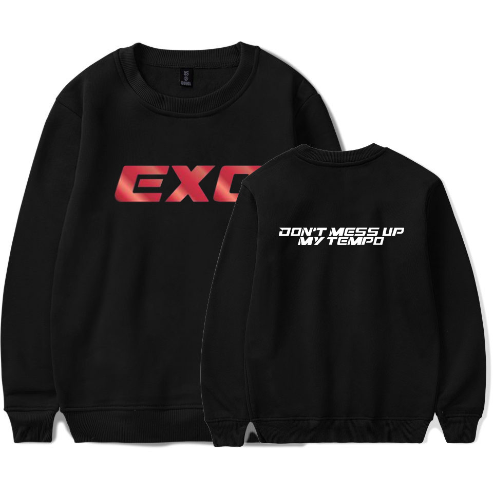 EXO Pullover Trendy Hooded Sweater Mens Long Sleeve Pullover Casual Fashion Cotton Sweatshirt Pullover Unisex