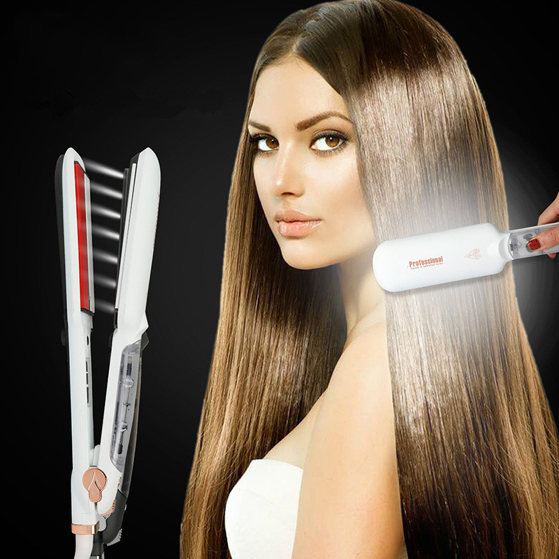 

Professional Steam Hair Straightener Ceramic Vapor Infrared Heating Flat Iron Steampod Salon 2 inch Styling Tool Wet hairstyler