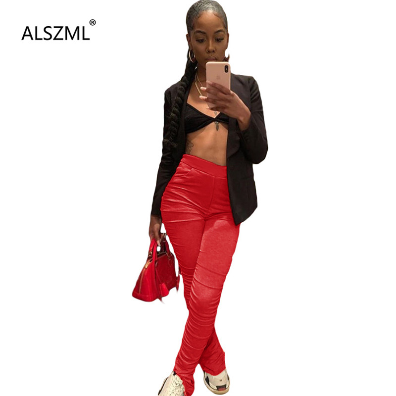 

2020 hot recommend simple pure color pleat leg sport pants tight sweatpants high street casual lady fashion trousers 5 color, Black