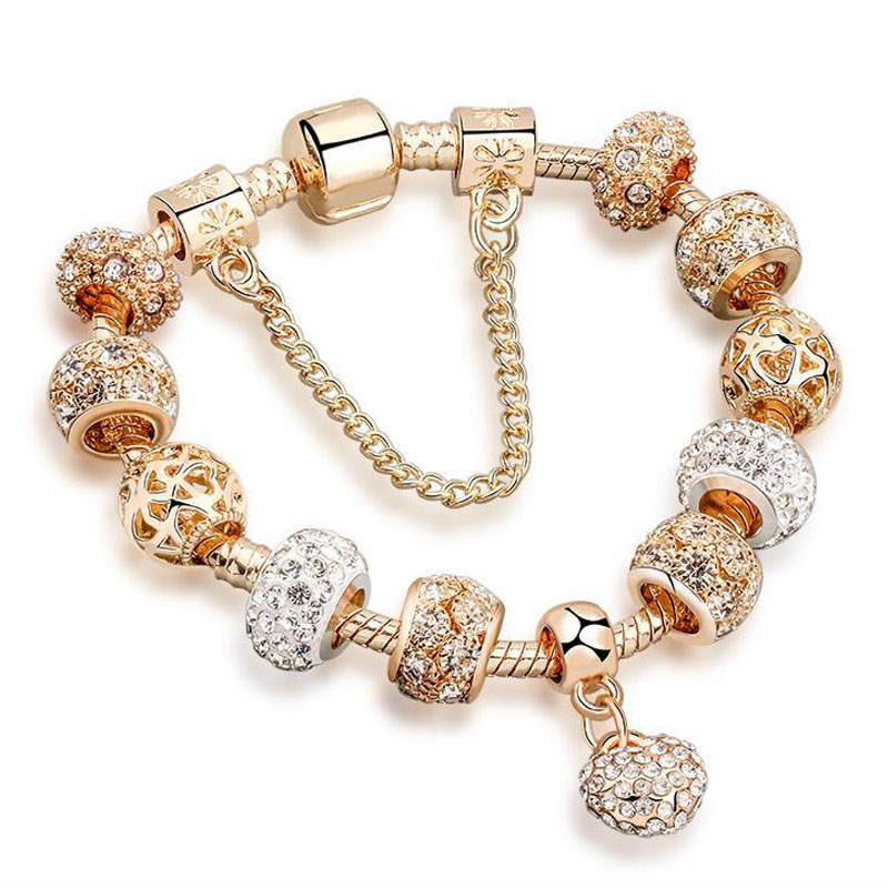 

Gold color charms bracelet trinket bead jewelry pendant bracelet diy bangle 2020 women gift