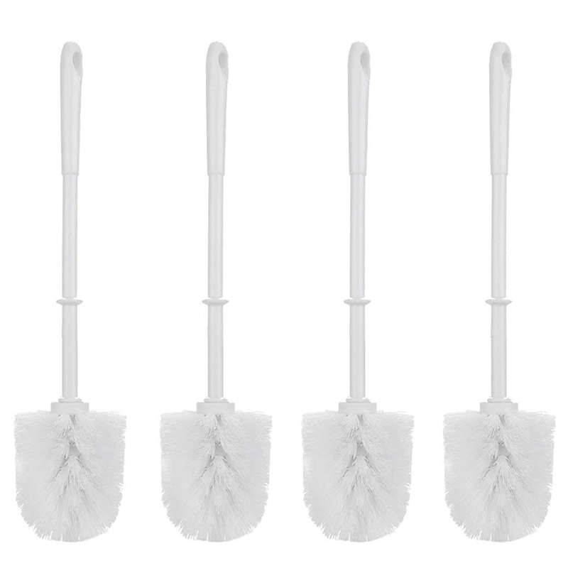 

White Soft Bristle Long Handle Eco Plastic Toilet Brush Cleaner (4 Pack