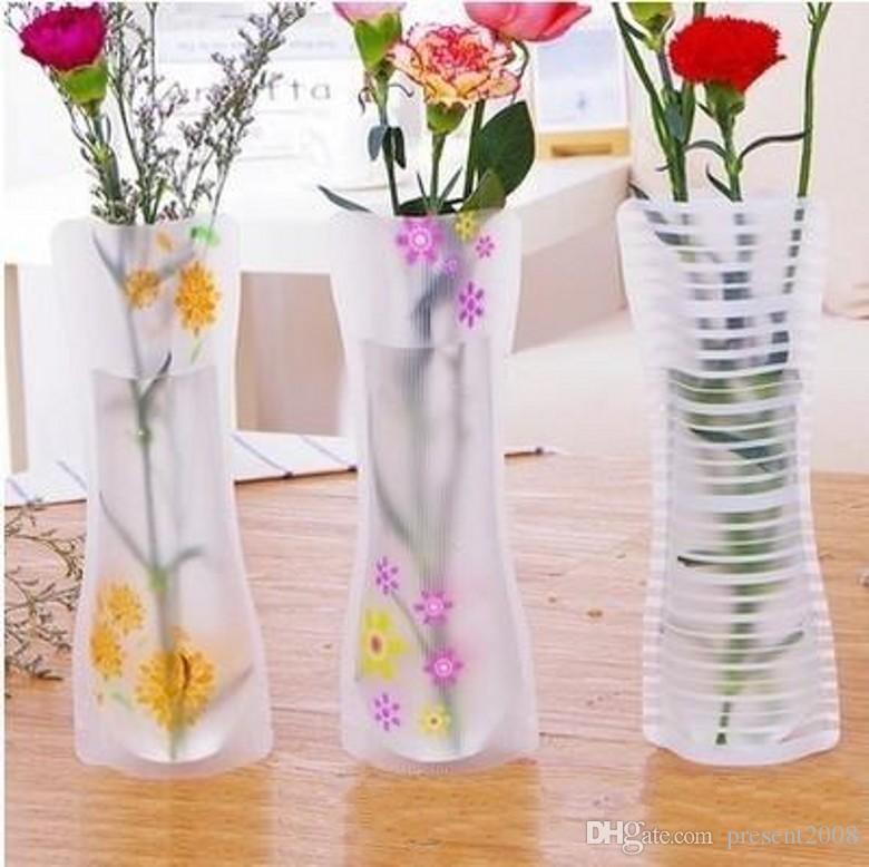 

New Unbreakable Foldable Reusable Plastic Flower Vase Creative Folding Magic PVC Vase 11.7cm*27cm Mix Color Home Decor