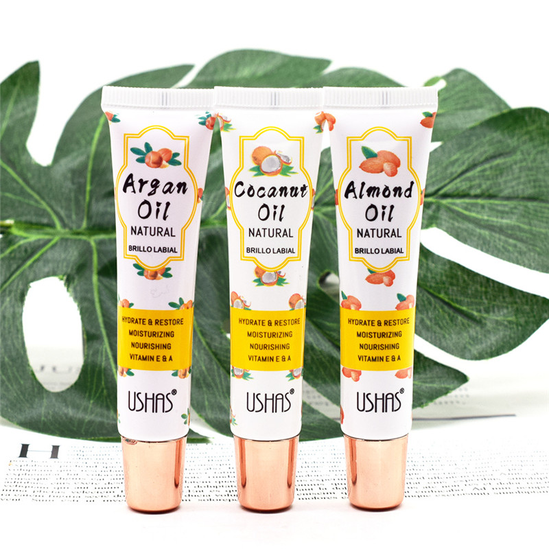 

USHAS Argan Oil Transparent Colourless Moist Lip Balm Almond Coconut Oil Autumn and Winter Lip Care 15ml