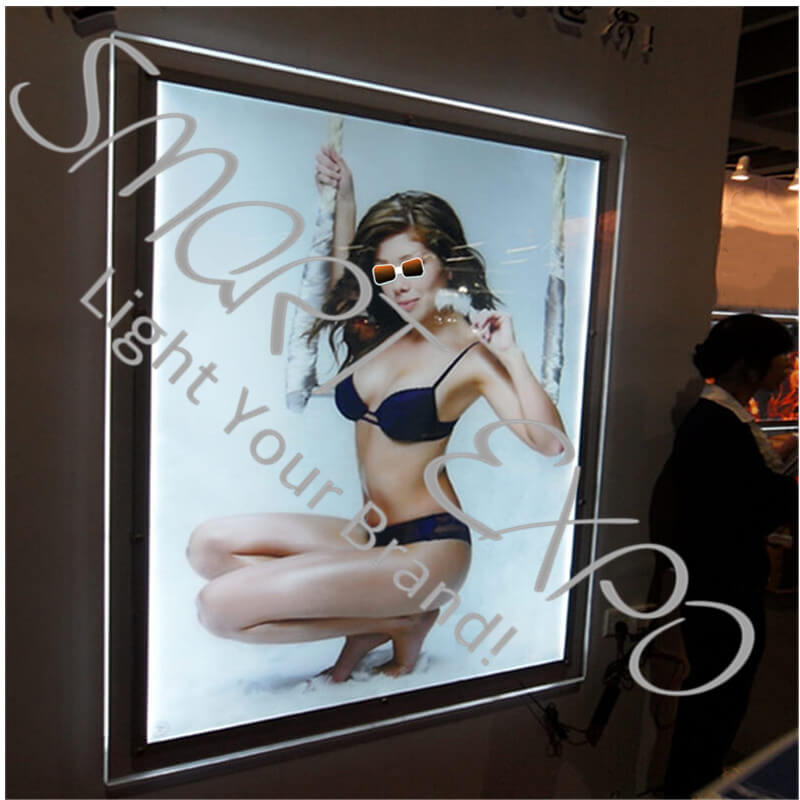 

50*70cm Wall Mounted Acrylic Light Box/Poster Display Panel with Acrylic Panel LED 2835 Side-Lit Strong Wooden Case Packing