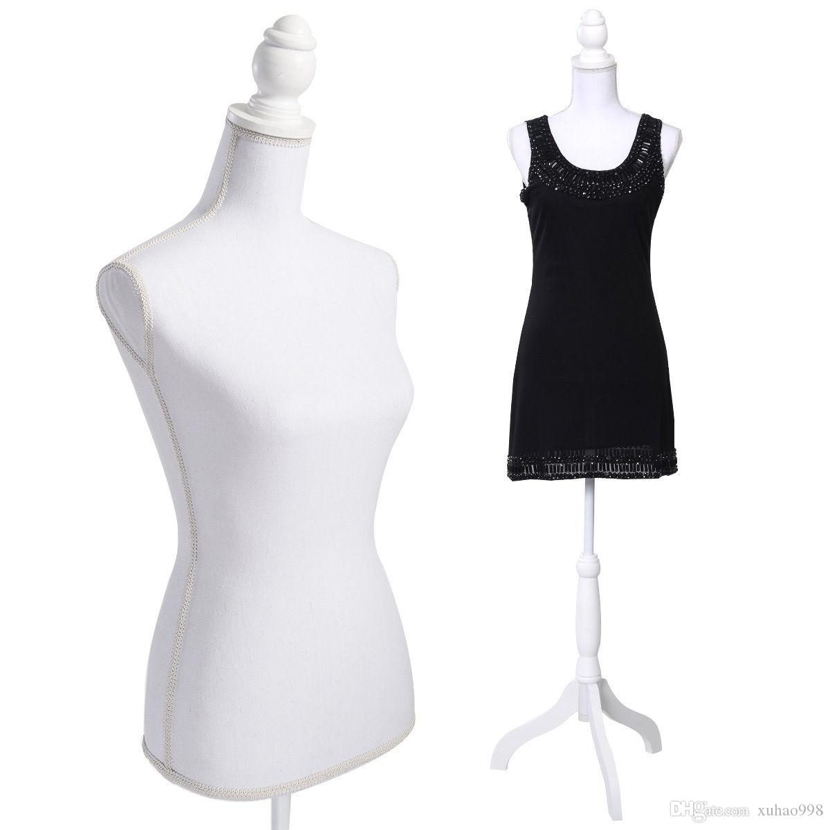 

White Female Mannequin Torso Dress Form Display W/ WhiteTripod Stand New