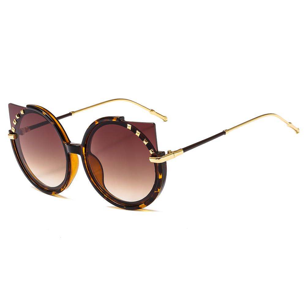 Bingking 2020 nouvelles dames uniques lunettes de soleil yeux de chat femmes marque concepteur enfants mode Rivet cadre rond lunettes de soleil f
