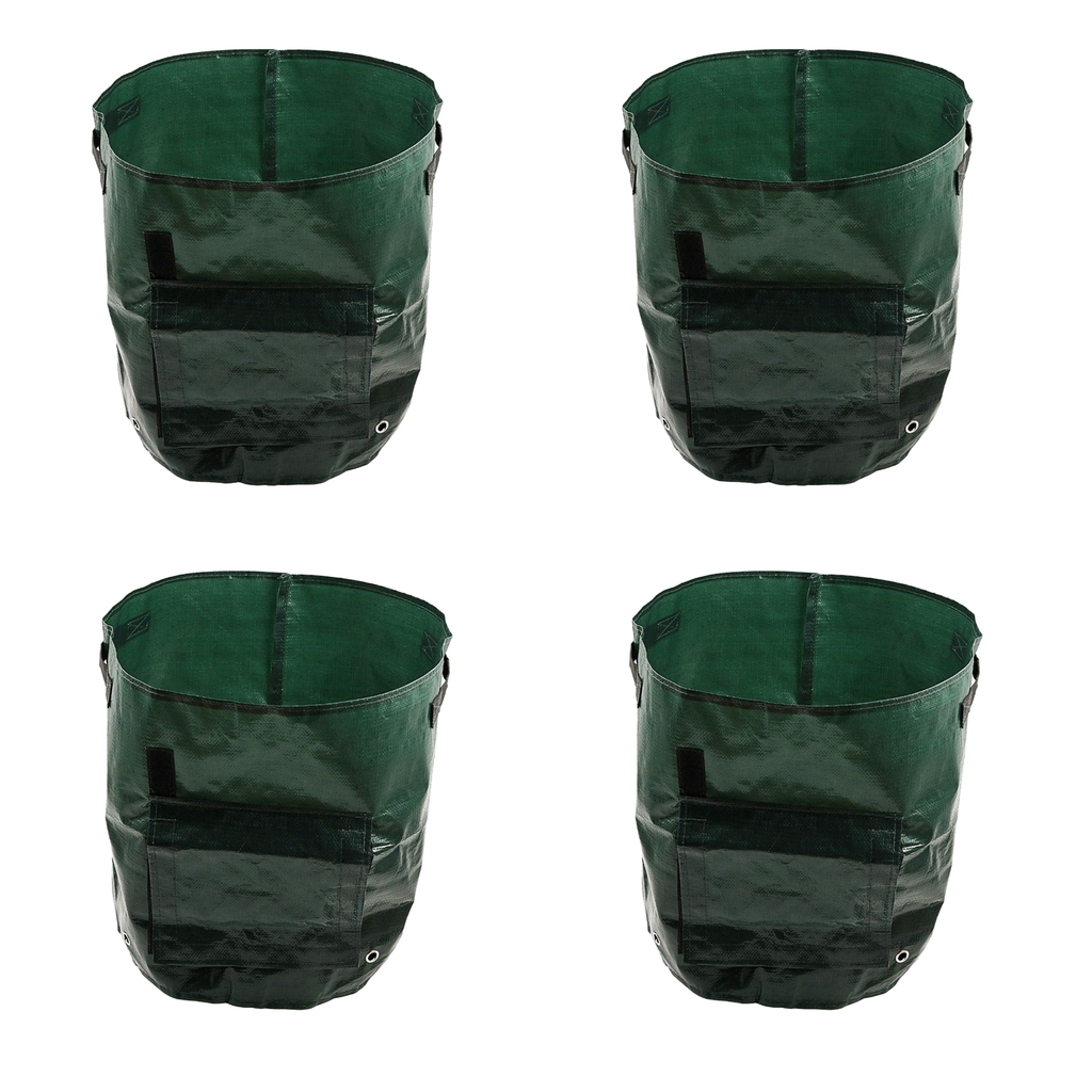 

4x garden potato grow bags planter with handles flap side window durable