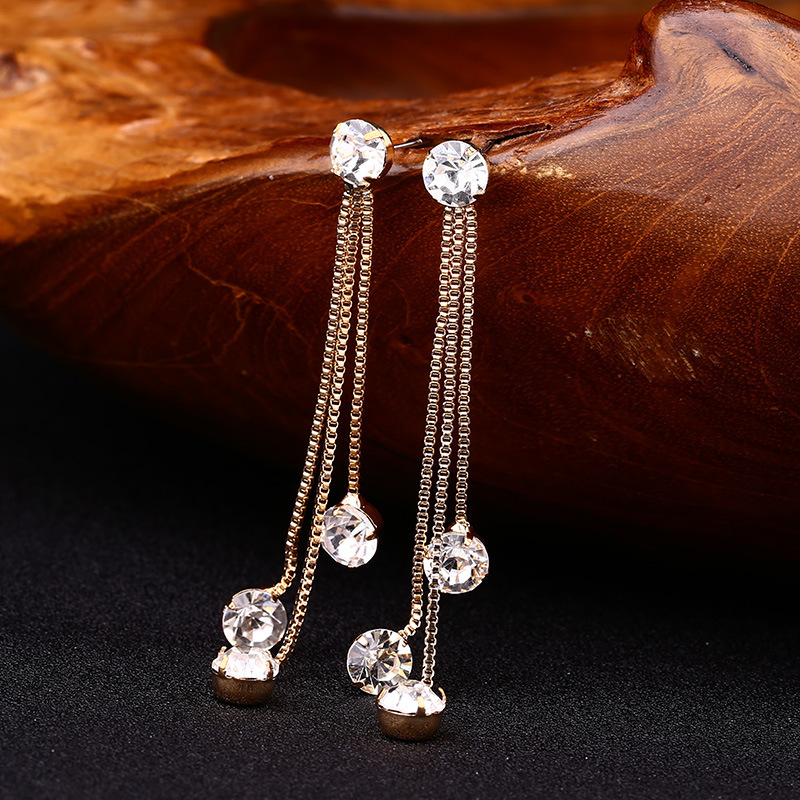 

Temperament Ear Line Length A Versatile Zircon Eardrop Diamond Tassels Earring Defence Allergy