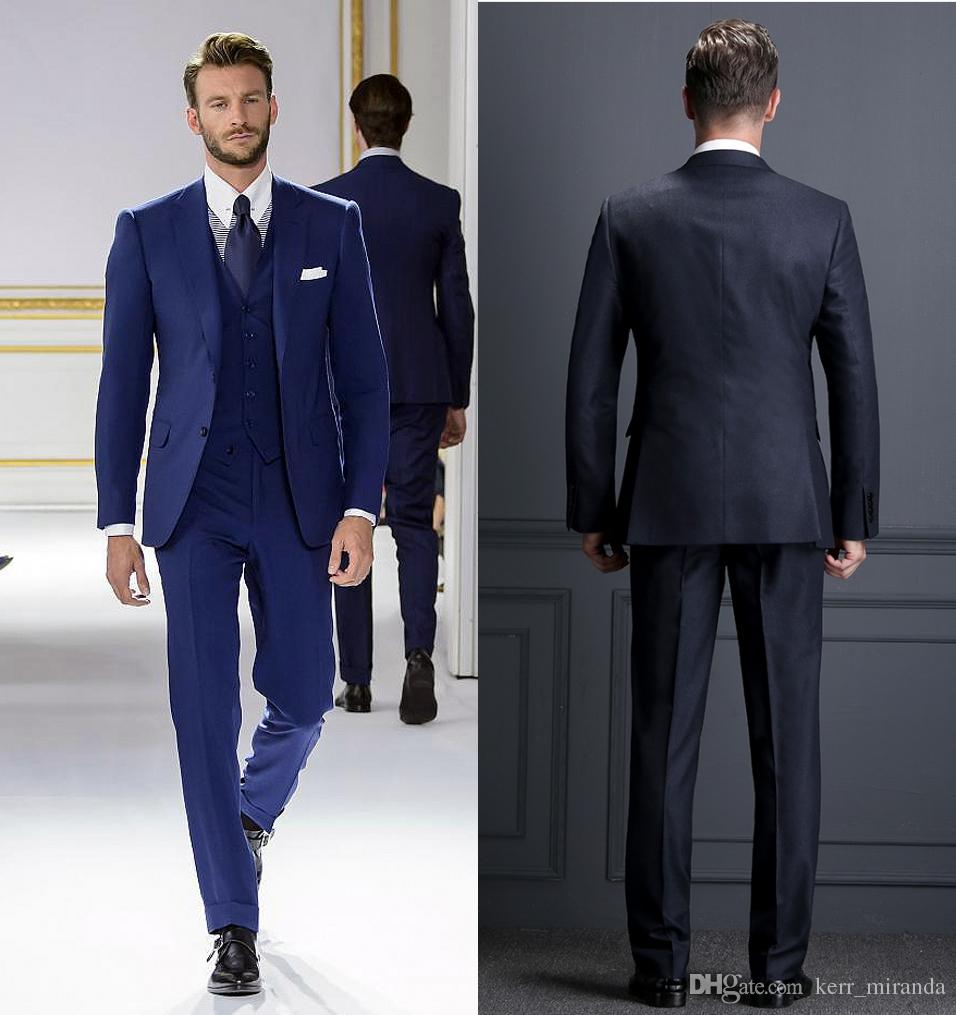 

Men Suits Navy Custom Made Wedding Suit Bridegroom Man Jacket Slim Fit 3 Pieces Tailored Terno Blazer Masculino (Jacket+Vest+Pants), Light gray