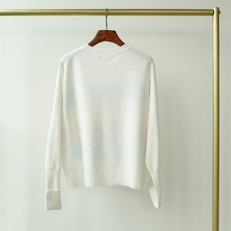 

2019 New Rainbow Letter Profile Short Knit Sweater Female Cotton Color Age-old Girl Lazy Wind Sweater, White