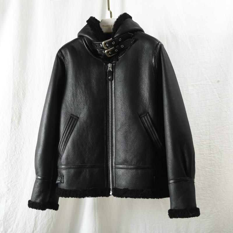

Luxury Winter Jacket Women 2020 Real Fur Coat Double Faced Fur Real Leather Outerwear Natural Merino Sheep Streetwear Brand, Black