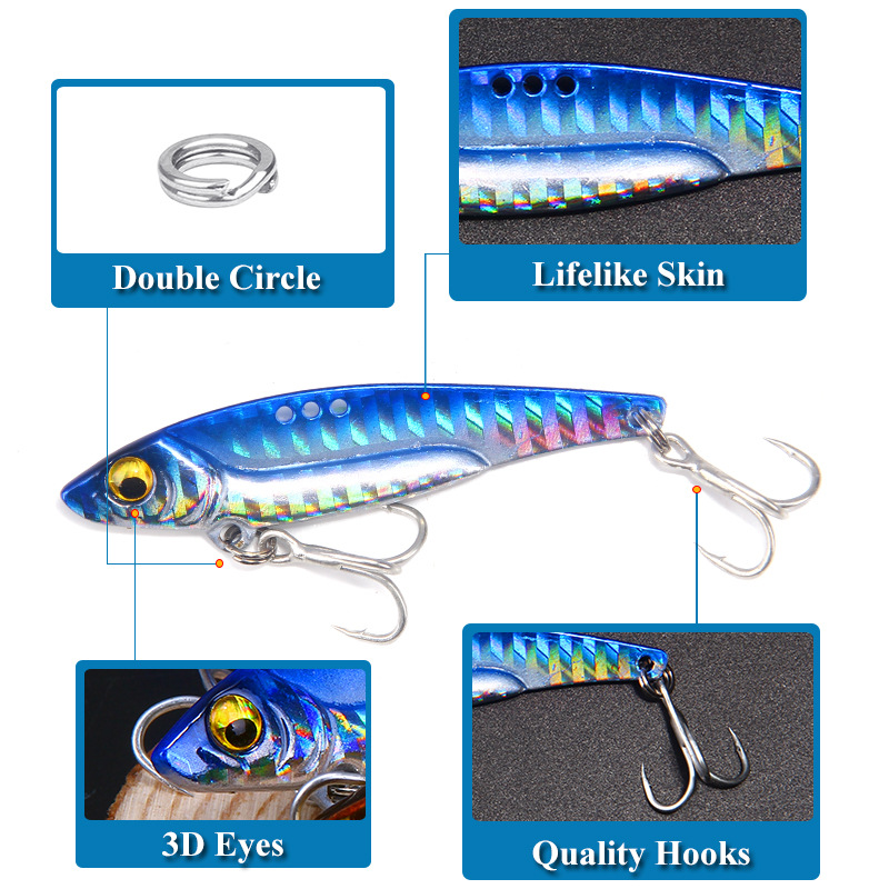 5pcs Metal VIB VIBE Blade Fishing Lures Crankbaits Bream Bass 5cm 11g Lot