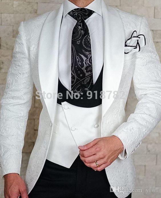 

Ivory Embossing tuxedos groom wedding men suits mens wedding suits tuxedo costumes de smoking pour hommes men(Jacket+Pants+Tie+Vest) 081, Same as image