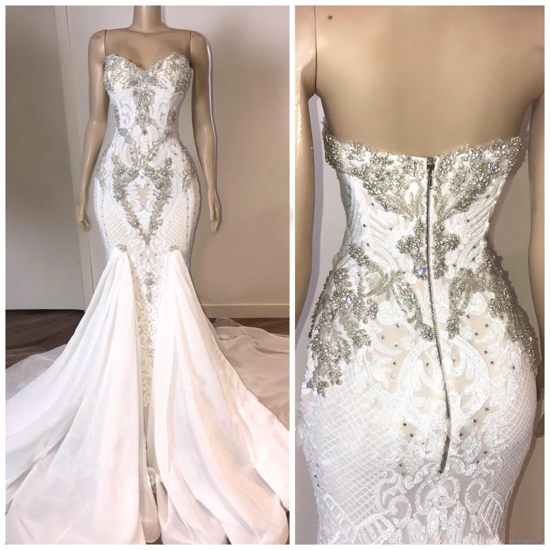 

Mermaid Wedding Dresses Sexy Backless Sweetheart Beadings Lace Bridal Gowns With Fishtail Long Western Robe de mariage BC3034, Custom made from color chart