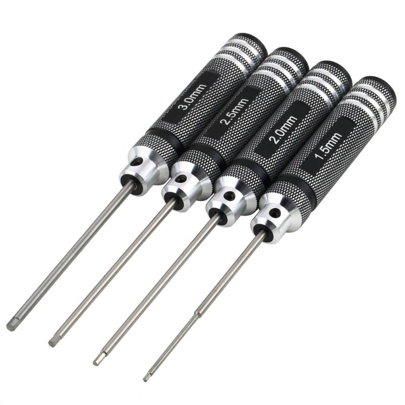 

Hot Worldwide 4PCS Hex Screw Driver Tool Kit For RC Helicopter Plane Transmitter Car Black