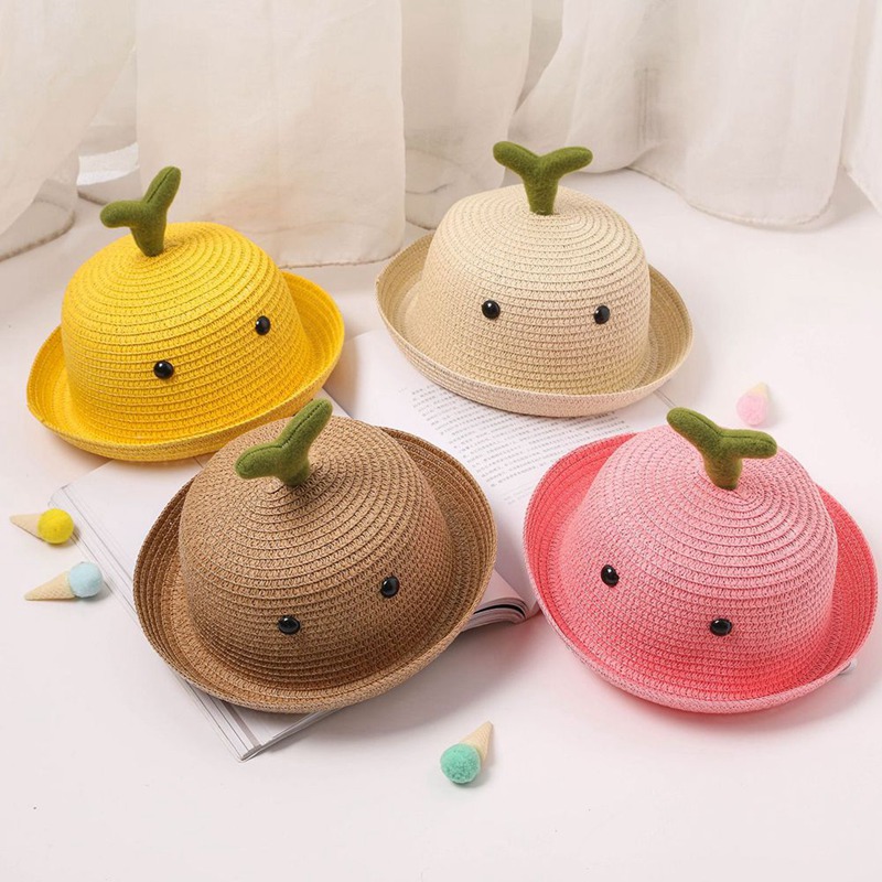 

Hawaiian Beach Straw Hats Kids Summer Sun Hat For Girl Boys Cute Bucket Hat Children Floppy Cap Wide Brim Panama Caps Outdoor