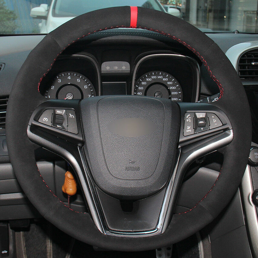 DIY Hand Sewing Steering Wheel Cover Black Sued for Chevrolet Malibu 2011-14-image-535014253