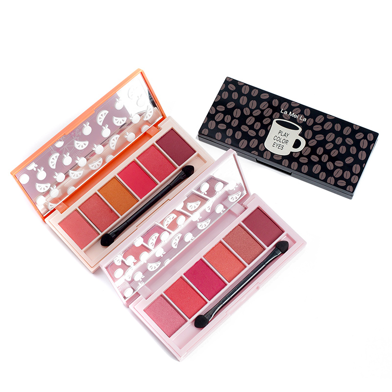 

Lameila Makeup Matte Eye Shadow Palette 6 Colors Peach Red Shimmer Eye Shadow Waterproof Glitter Mermaid Eye Shadow LM028, As pic