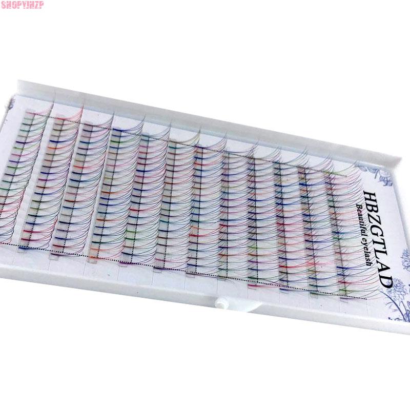 

Volume color Eyelashes Extension Short Stem Pre made Fans Lash Hot Selling Eyelash Individual Extensions 3D 4D 5D Russian