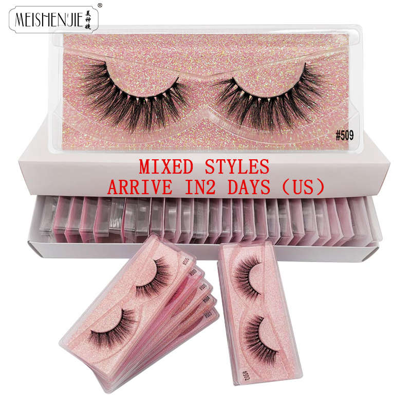 Meishenjie en gros cils doux et cils de vison 3D Lashs naturels de vison de vison en gros faux maquillage faux cils en vrac