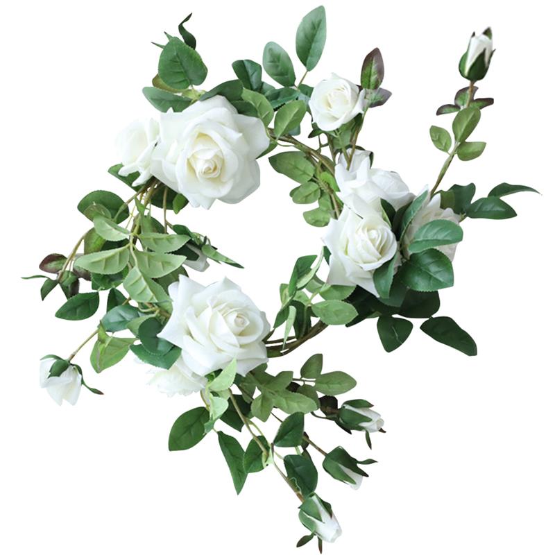 

Flower Wreath Artificial Rose Eucalyptus Door Hanging Wreath Round