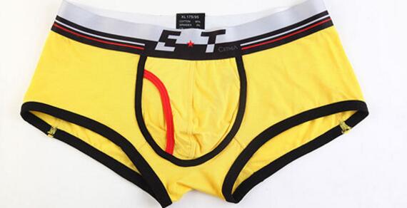 

Men boxer briefs Explosive color matching elastic cotton men's boxer U convex design men's underwear 3piece/lot, Yellow